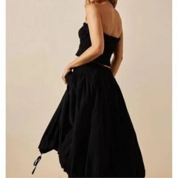 NEW FREE PEOPLE Freest All Things Black Tube Top Maxi Skirt Set women SZ small - Picture 3 of 11